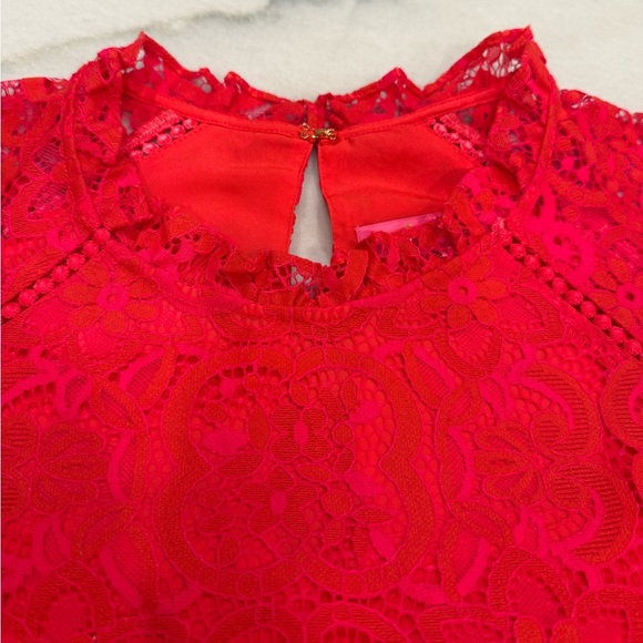 Lilly Pulitzer Averi Top Size Medium Red Lace - Picture 4 of 10